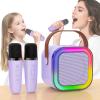 Mini Karaoke Machine for Kids, Haomuren Portable Speaker with 2 Wireless Microphones, Christmas Birthday Gifts Girl Singing Karaoke Machine for 3-12+ Year Old, 2025 Karaoke Gifts for Girls (Purple) view 1