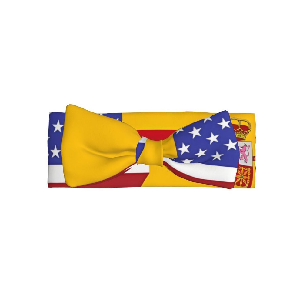WBQLSL 0-6 Months Children's Bow Headband, American Spain Flag Elastic Bow Hair Accessories, Hair Accessories for Newborns, Babies, Toddlers