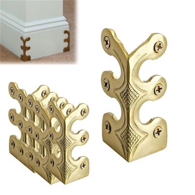 2025 New Skiffers Baseboard Corner Protectors, Baseboard Corner Protector for Furniture, Solid Brass Skirting Board Corner Protectors, Vintage Metal Corner Protector for Decorative (5, Yellow)