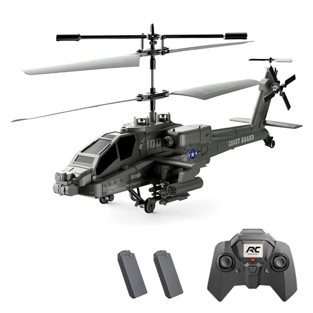 Dodoore 3.5 Channel Military RC Helicopter with LED Light, Altitude Hold, One Key Take Off/Landing, 2.4GHz RC Army Helicopter for Beginners (Green)