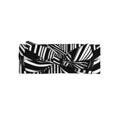 WBQLSL 0-6 Months Children's Bow Headband, Black and white geometric lines Elastic Bow Hair Accessories, Hair Accessories for Newborns, Babies, Toddlers