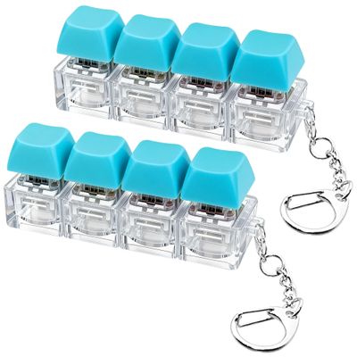 2 Pcs Keyboard Fidget Toy, Keyboard Fidget Keychain 4-in-1 Keyboard Decompression Button Finger Clicker Toys, Button Stress Relief Fidget Gifts for Adult to Relief Stress (Blue)