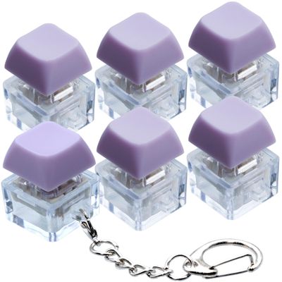 6 Pack Keyboard Fidget Toy, Keyboard Fidget Keychain Keyboard Decompression Button Finger Clicker Toys, Button Stress Relief Fidget Gifts for Adult to Relief Stress (Purple)