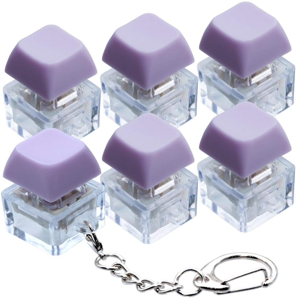 6 Pack Keyboard Fidget Toy, Keyboard Fidget Keychain Keyboard Decompression Button Finger Clicker Toys, Button Stress Relief Fidget Gifts for Adult to Relief Stress (Purple)