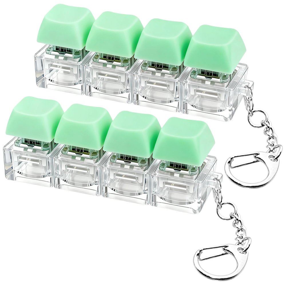 2 Pcs Keyboard Fidget Toy, Keyboard Fidget Keychain 4-in-1 Keyboard Decompression Button Finger Clicker Toys, Button Stress Relief Fidget Gifts for Adult to Relief Stress (Light Green)