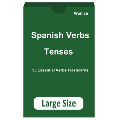 55 Essential Spanish Verb Flash Cards with 4 Most Commonly Used Tenses Conjugation