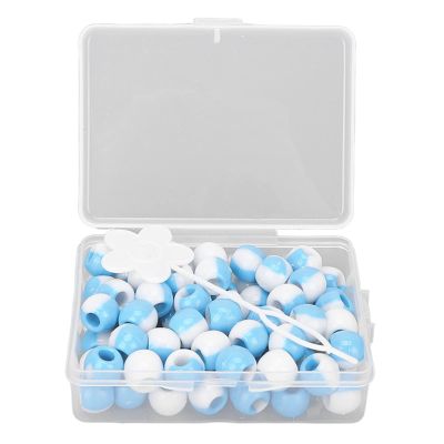 Hair Beads for Kids Girls, Hair Beads for Braids with Adjustable Hair Braider and Storage Box 74pcs Plastic Decorative Hair Beads for Parties and Weddings (Light Blue)