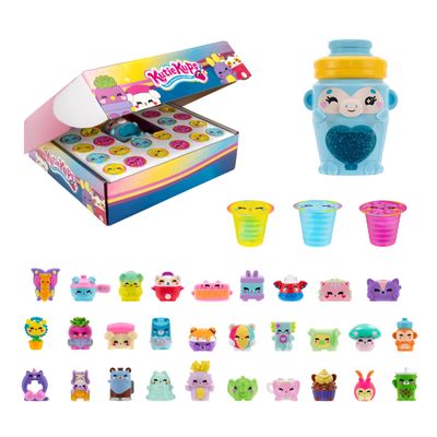 Kutie Kups Giftbox Set - 4 Exclusive Monkey Water Bottle Kutie with (30) Kups Each Featuring a Surprise Collectible Lil Kutie Micro Figure - Ages 5+