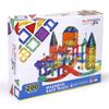 Playmags Magnetic Tiles Race Track Set - 200 Piece STEM Engineering Building Blocks with 2 LED Race Cars, Educational Magnet Toy for Kids view 1