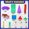 Playmags Magnetic Tiles Race Track Set - 200 Piece STEM Engineering Building Blocks with 2 LED Race Cars, Educational Magnet Toy for Kids view 3