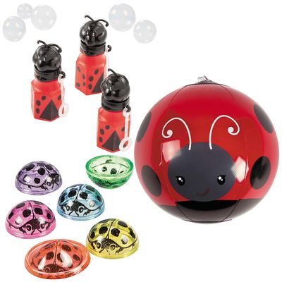 Fun Express 36 Piece Lovely Ladybug Inflatable Toys and Handouts Kit for 12