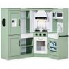 Best Choice Products Pretend Play Corner Kitchen, Ultimate Interactive Wooden Kids Playset w/Lights & Sounds, Ice Maker, Hood - Sage view 1