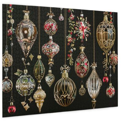 1000 Piece Puzzle for Adults and Family Christmas Ornaments Holiday Tree Flowers Stars Winter Wooden Training Decompression Winter Holiday Festival Toy Play Games 29.5'' x 19.6''