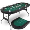 FAHKNS Poker Table Foldable, 72 Inch 8 Player Folding Poker Table, Texas Holdem Poker Tables, Portable Game Table with Cup Holders, Green view 1