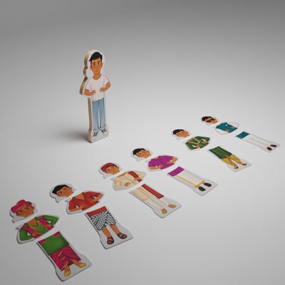 Sherwani Swap: Magnetic Wardrobe Wood Doll Play Set (19 Pieces), South Asian Cultural Toy for Children and Adults. (Sherwani Swap)