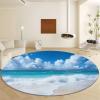 Kids Rugs for Playroom 3ft Blue Sea Beach Round Rug Circle Rug Soft Washable Round Rug for Bedroom Non-Slip Round Kids Rug for Nursery Classroom Living Room view 1