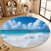 Kids Rugs for Playroom 3ft Blue Sea Beach Round Rug Circle Rug Soft Washable Round Rug for Bedroom Non-Slip Round Kids Rug for Nursery Classroom Living Room view 3