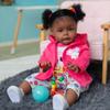 24 Inch Big Size Rooted Curly Hair Lifelike African American Reborn Toddler Girl Reborn Baby Dolls Black Realistic Newborn Collectible Art Doll that Look Real Child Birthday Gift Set for Kids Ages 3+ view 2