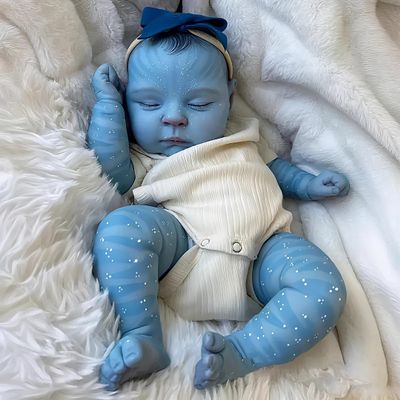 20 inch Realistic Avatar Figures Toys Soft Vinyl Avatar Reborn Baby Dolls Glow in the Dark Asleep Newborn Silicone Toddler Play Alien Doll with Feeding Kits Birthday Xmas Gift Set for Girls Ages 3+