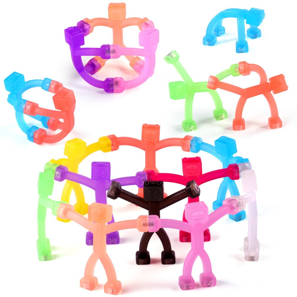 BlissfulTie Updated Magnetic Toys for Kids in Robot Shape, Creativity Fidget Magnets, Magnet Men for Travel Toys, Funny Magnetic People for Kids (Translucent, 30 Pcs)
