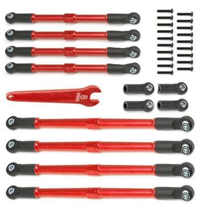 Aluminum Steering Links Turnbuckles tie Rod 5319X 5338R for 1/10 E-Revo E Revo 2.0 D251 RC Car Upgrade Parts(Red)