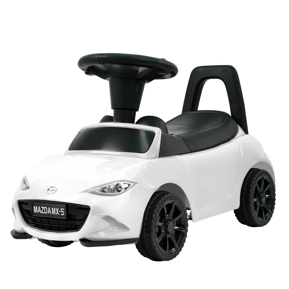 TCARAIWEN Ride On Push Car for Toddlers, Licensed Mazda Push Cars for Kids with Horn, Music, Lights, Under Seat Storage, Ride On Toy for 18-36 Months, White