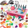 CUTE STONE Color Changing Play Kitchen Sink Toys with Upgraded Real Faucet, Kids Cooking Set with Play Food, Play Pots and Pans, Kids Kitchen Playset, Play Kitchen Toys for Girls Boys(White) view 1