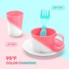 CUTE STONE Color Changing Play Kitchen Sink Toys with Upgraded Real Faucet, Kids Cooking Set with Play Food, Play Pots and Pans, Kids Kitchen Playset, Play Kitchen Toys for Girls Boys(White) view 3