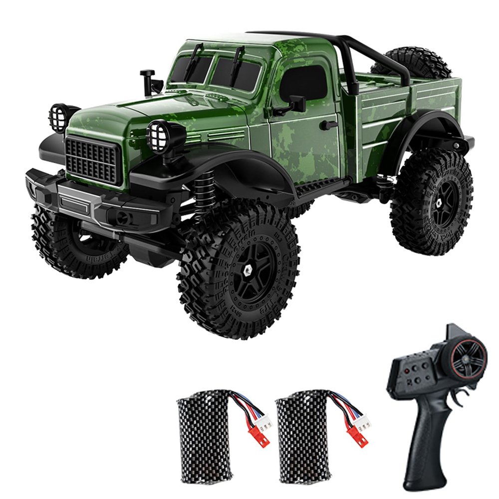 Dodoore D883 RC Crawler Pickup Truck, 1:18 Scale Remote Control Car, 4WD Off-Road RC Rock Crawler with LED Lights and 2 Rechargeable Batteries for Adults (Green)