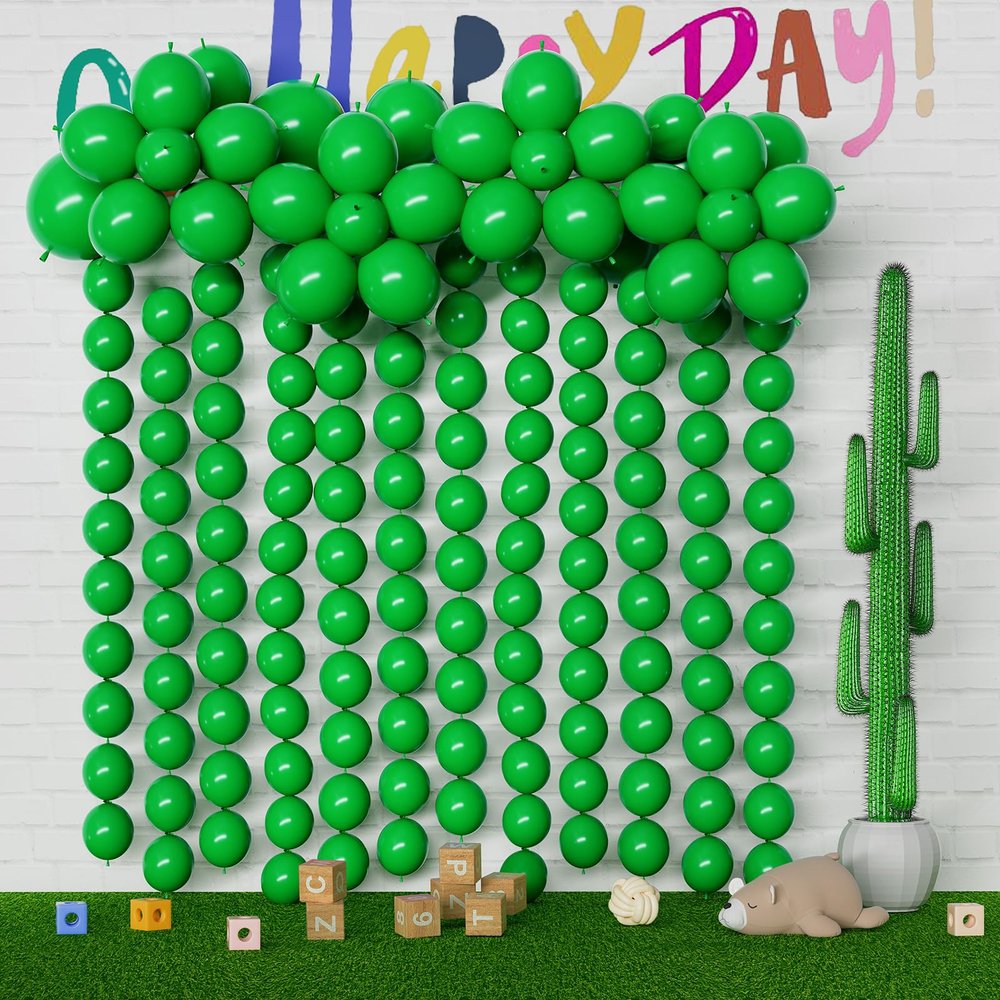 105pcs Linking Balloons 6 Inch Green Quick Link Balloons for Photo Shoot Gender Raver Anniversary Bridal Christmas Wall Backdrop Baby Shower Birthday St Patrick Decorations