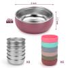 ShineMe Stainless Steel Bowls for Kids, 6 pack Toddler Bowls with Removable Colorful Silicone Sleeve, Unbreakable Baby Bowls for Soup, Cereal, Yogurt, Snacks... view 2