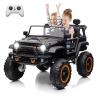 Hipicute 24V 2 Seater Kids Ride On Car, 4 Wheeler Truck Ride On Toys for Big Kids with 5.5MPH Max Speed, Remote Control, Accelerator Pedal, Treaded Tires, Steering Wheel, Music and Story, Black view 1