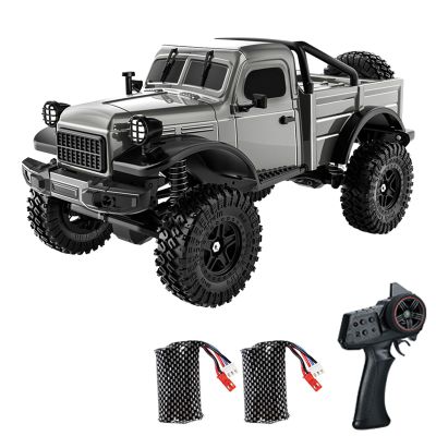 Dodoore D883 RC Crawler Pickup Truck, 1:18 Scale 4WD Off-Road RC Rock Crawler with LED Lights and 2 Rechargeable Batteries for Adults (Gray)
