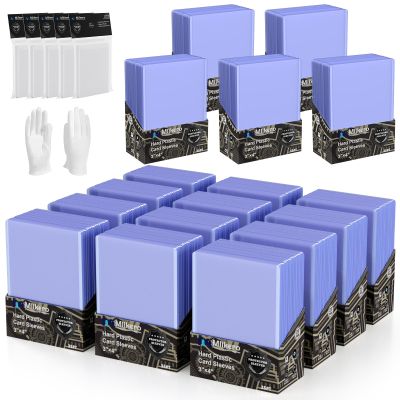 1000 Card Sleeves Top Loaders for Cards, 3"X4" Toploaders for Cards, Premium Baseball Card Protectors Hard Plastic for Sports and Game Cards (500 Top Loaders + 500 Clear Sleeves)