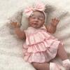 19 Inch Lifelike Reborn Baby Doll Girl Realistic Sleeping Soft Body Doll with Pink Ruffle Lace Dress & Bow Headband, Skin-Safe Premium Material Ideal Gift for Kids and Decor view 4