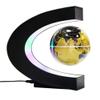 3UOOWWFA Geographical Globe, Floating Globe with LED Light C-Shaped Magnetic Levitation Colorful LED Light Educational Gift Tool Home Office Desk Decoration, Gold view 1