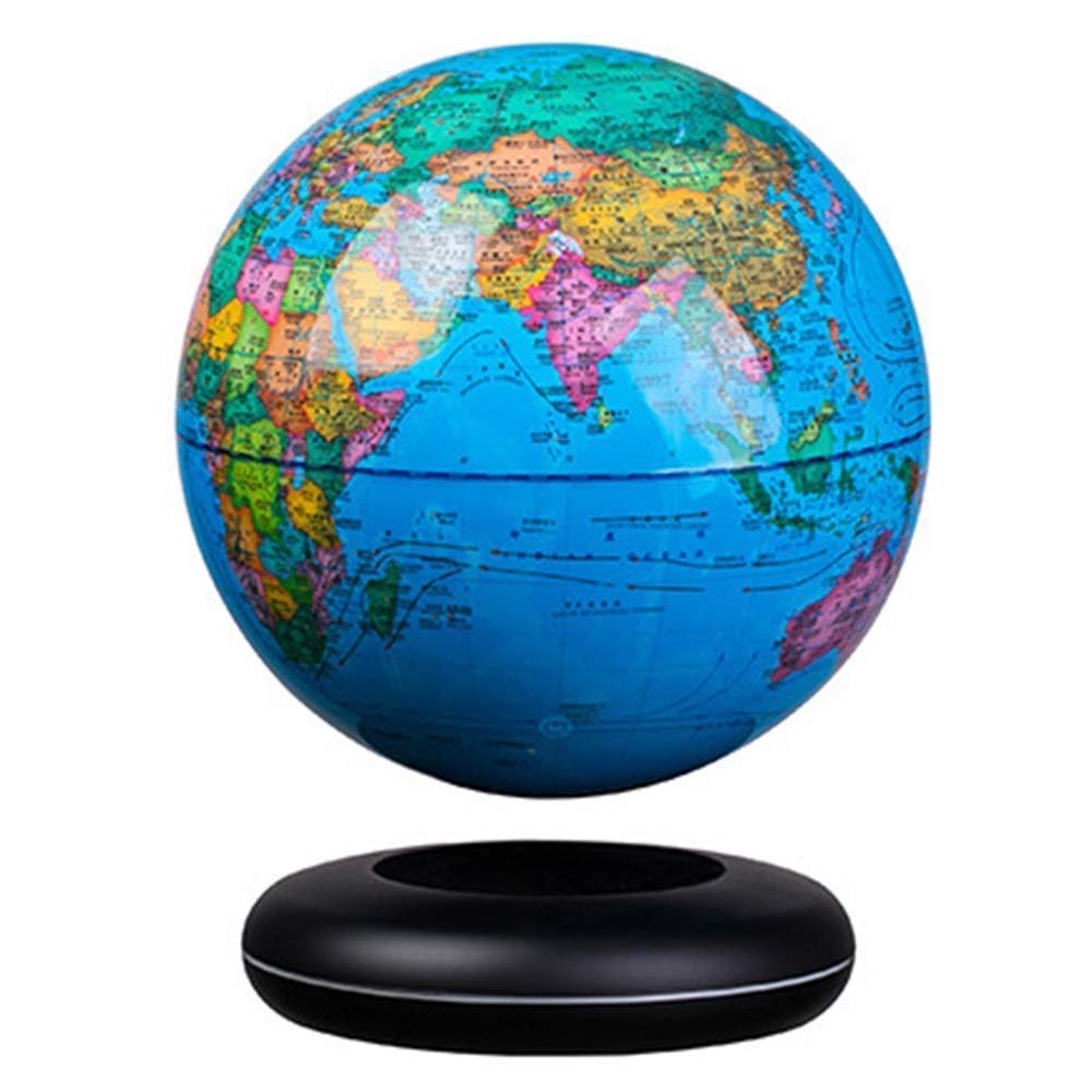 3UOOWWFA Geographical Globe, Floating Globe - with LED Light - 8 Inch Luminous Large Globe - Kids Educational Gift Tool Home Office Desktop Decoration, Light Blue