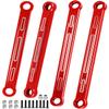 hopsupRC Aluminum Chassis Links Upgrade Parts for 1/10 Slash,Rustler,Stampede 4X4,Alloy Non-Adjustable Front&Rear Suspension Links Hops Up, Replaces 3641,4PCS,Red view 1