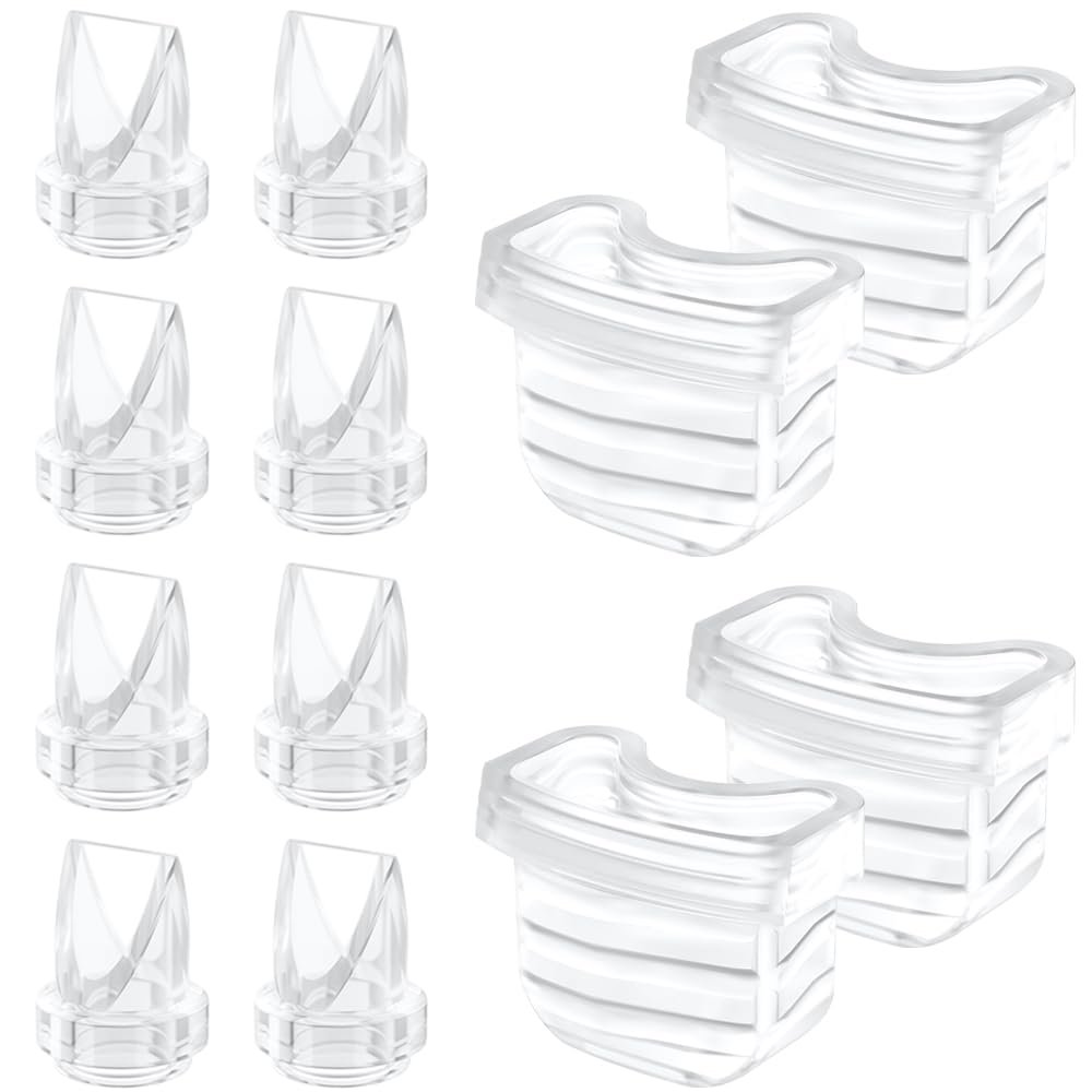 12 Pack 8pcs Duckbill Valves and 4pcs Diaphragm Compatible with MomMed S21/S18,TSRETE S21, MISSAA S18/S21,Mumgaroo S21,NICEGREEN Life S21 Wearable Breast Pump Parts, S21 Bresat Pump Replacement Parts