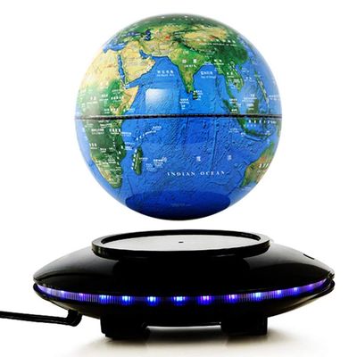 3UOOWWFA Geographical Globe, Floating Globe/Magnetic Levitation Globe/8 Inch Colorful LED Light/Educational Gift Tool for Kids/Home Desk Decoration, Blue
