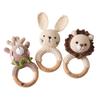 Custom Engraved Crochet Rattle, Wooden Ring Toy for Babies, Personalized Newborn Gift for Baby Shower or Christmas view 1