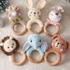 Custom Engraved Crochet Rattle, Wooden Ring Toy for Babies, Personalized Newborn Gift for Baby Shower or Christmas view 2