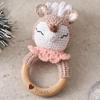 Custom Engraved Crochet Rattle, Wooden Ring Toy for Babies, Personalized Newborn Gift for Baby Shower or Christmas view 3