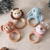 Custom Engraved Crochet Rattle, Wooden Ring Toy for Babies, Personalized Newborn Gift for Baby Shower or Christmas view 4