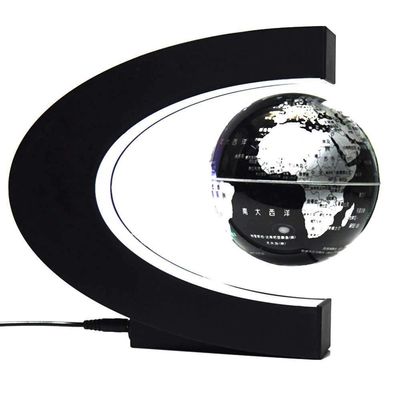 3UOOWWFA Geographical Globe, Magnetic Levitation Globe, C-Shaped 3 Inch Globe, Creative Gift Magnetic Suspension Decoration Display Stand, Silver