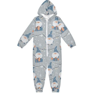 Cute Gnomes Christmas Lights Unisex Onesie Kids, Novelty One Piece Jumpsuits, Halloween Cosplay Costume for Autumn Winter, 12-13 Years