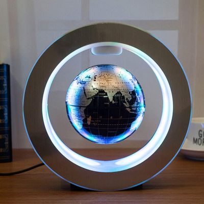 3UOOWWFA Earth Globe, Floating Globe with LED Light O-Shaped Magnetic Levitation Anti-Gravity Levitation Rotating Planet Globe Stylish Home Office Display Decoration
