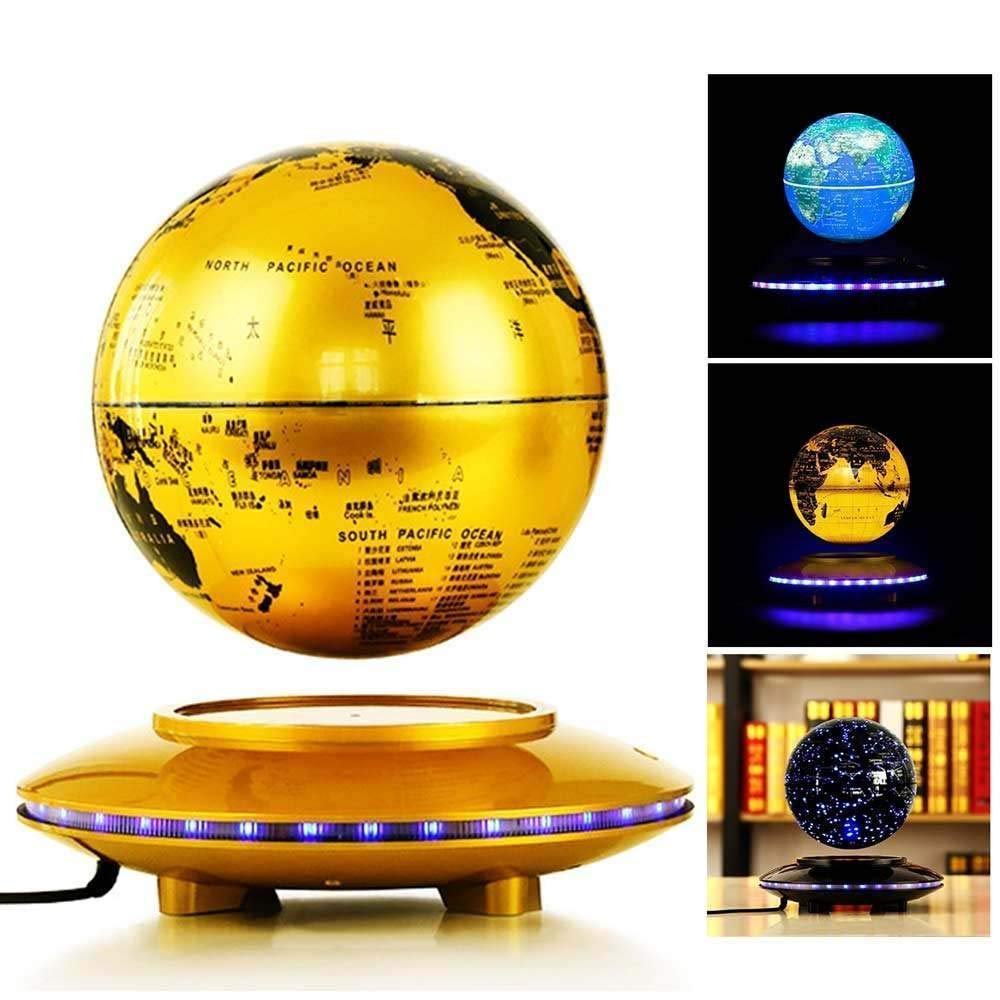 3UOOWWFA Magnetic Levitation Floating Globe, Floating Globe Magnetic Levitation Globe 6 Inch Colorful LED Light Kids Education Gift Tool Home Desk Decor