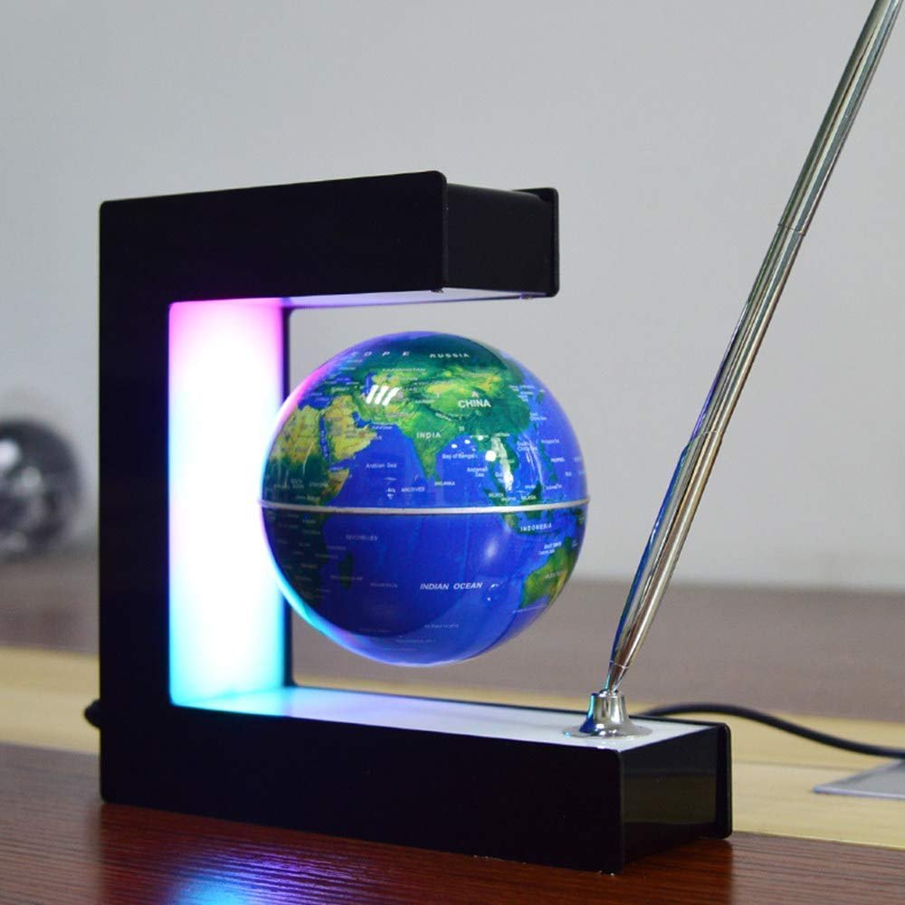 3UOOWWFA Geographical Globe, Magnetic Levitation Globe, 3'-Floating Globe-with Pen-Creative Technology Colorful LED Lights Kids Educational Gift Creative Decoration