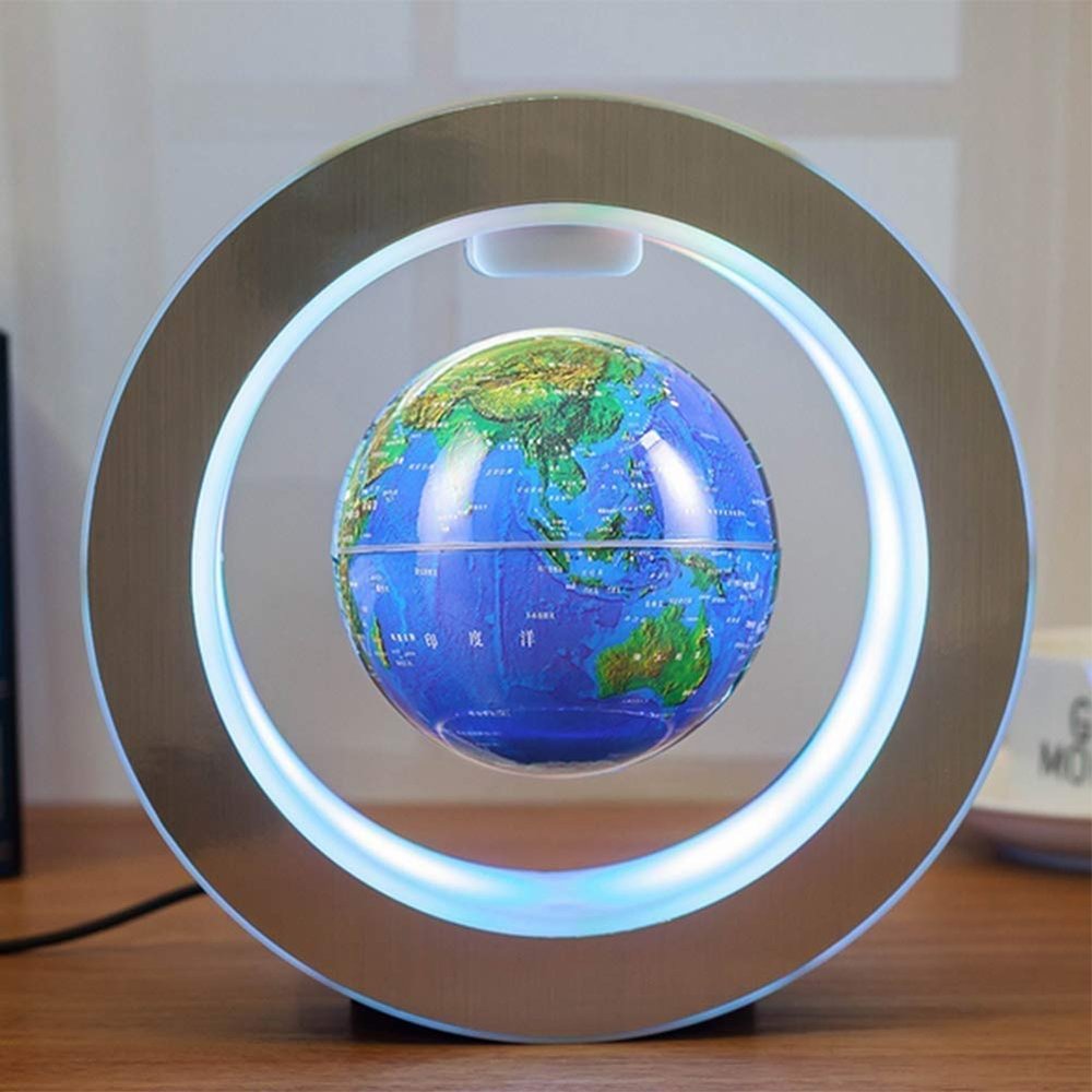 3UOOWWFA Floating Globe Large O-Shaped Magnetic Suspension Globe Ornament Luminous Gravity Desk Decoration Creative Gift